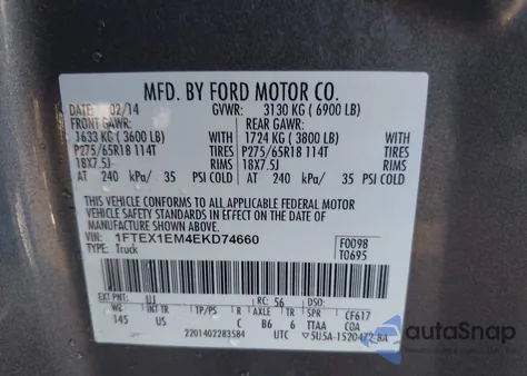 2014 Ford F-150 Stx from USA, damaged, VIN 1FTEX1EM4EKD74660